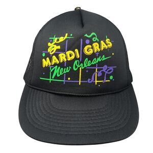 Mardi Gras New Orleans Snapback Rope Trucker Hat Black One Size Cobra